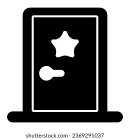 Door with star, actors dressing room solid icon, theater and movies concept, backstage vector sign on white background, glyph style icon for mobile concept and web design. Vector graphics