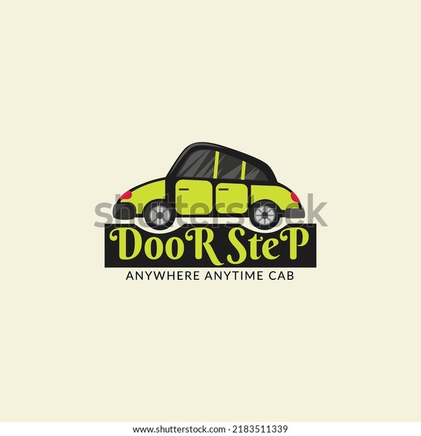Door step anywhere anytime cab vector mascot\
logo template.