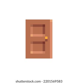 Diseño de icono de imagen de píxel adhesivo de puerta para logotipo, web, aplicación móvil, insignias y parches. Sprite de videojuegos. 8 bits. Ilustración vectorial aislada.  