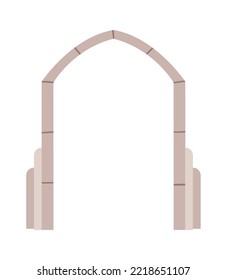 Ilustración plana en arco de piedra de la puerta