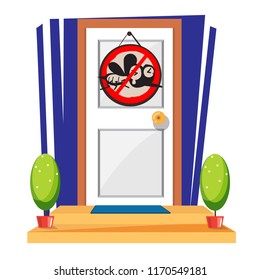 door with stop mosquito sign - vector illustration