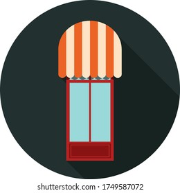 Door, store flat icon on dark background, vector symbol 