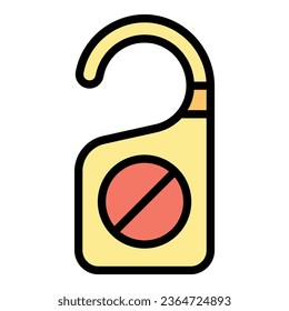 Door tag icon outline vector. Coffee bed. Drink book color flat