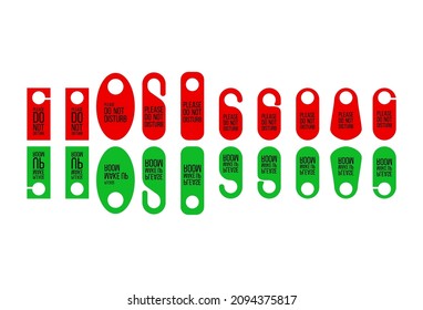 Door tag set on white background. Design template vector. Sale price sticker message. Discount tag badge shape.