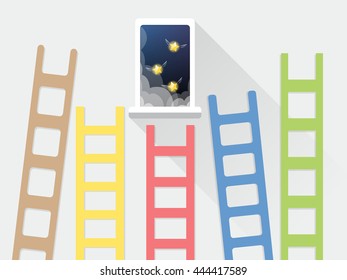 door of target with ladders. different way to success