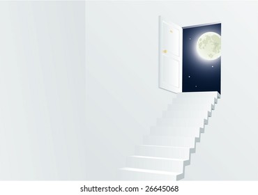 Door to th night. Vector background