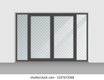 Door With Transparent Glass Isolated On Background. Vector Illustration. Eps 10.
