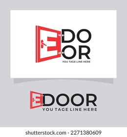 Door Typography With Letter E Logo Design Vector Illustration