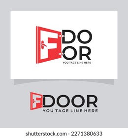 Door Typography With Letter F Logo Design Vector Illustration