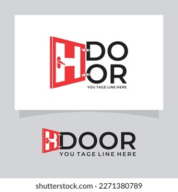 Door Typography With Letter H Logo Design Vector Illustration