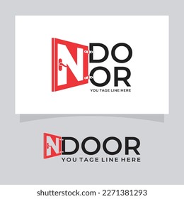 Door Typography With Letter N Logo Design Vector Illustration