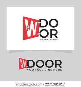 Door Typography With Letter W Logo Design Vector Illustration