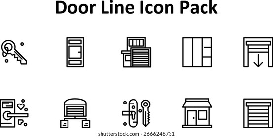 Ícones de interface do usuário da porta - 10 em design de linha fina