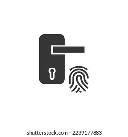 door unlocking fingerprint vector icon security