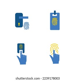 door unlocking fingerprint vector icon security