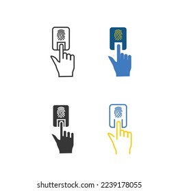 door unlocking fingerprint vector icon security