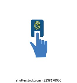 door unlocking fingerprint vector icon security