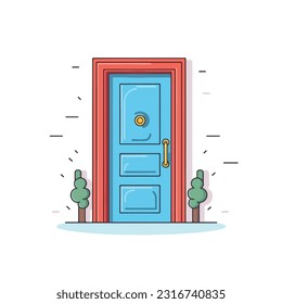 door vector 2d flat color white background