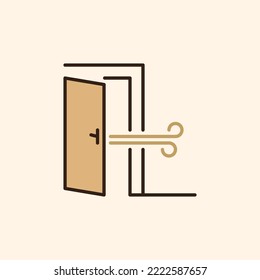 Door vector concept colored icon - Airing the Room creative sign