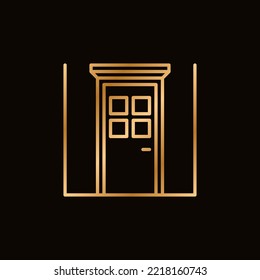 Door vector concept colorful icon or symbol in outline style on dark background