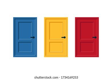 Door vector design. Colour wood door vector set.  Door icon. 