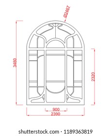 door vector frame with dimension black paint on the white background