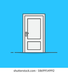 Ilustración del icono del vector de la puerta. Icono plano de entrada exterior de la puerta delantera