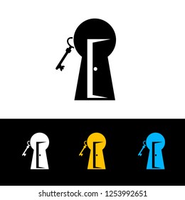 door vector icon, isolated, key, open door logo concept