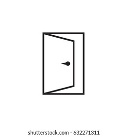 Door vector icon in line style. Exit icon. Open door illustration.