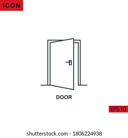 Door vector icon on white background. Illustration line icon for graphic, print media interfaces and web design.
