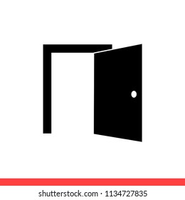 Door vector icon, open symbol. Simple, flat design for web or mobile app