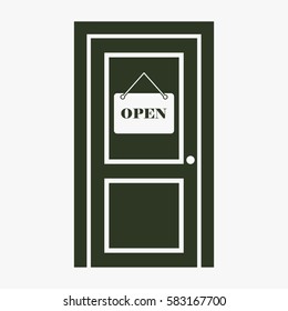 Door vector icon. Open symbol.