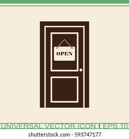 Door vector icon. Open symbol.