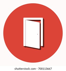 Door vector icon with shadow. Illustration isolated for graphic and web design.