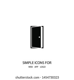 A door vector icon . Simple isolated sign . The symbol of an opportunity . Illustration of an entrance .