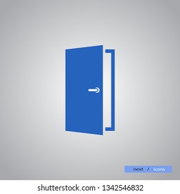 A door vector icon .  The symbol of an opportunity . Illustration  of an entrance .Simple isolated sign .