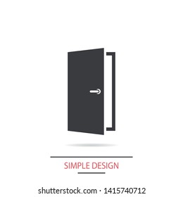 A door vector icon .  The symbol of an opportunity . Illustration  of an entrance .Simple isolated sign .