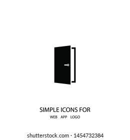 A door vector icon . The symbol of an opportunity . Illustration of an entrance .Simple isolated sign .