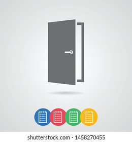A door vector icon . The symbol of an opportunity . Illustration of an entrance .Simple isolated sign .