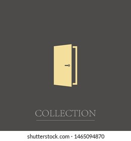 A door vector icon . The symbol of an opportunity . Illustration of an entrance .Simple isolated sign .