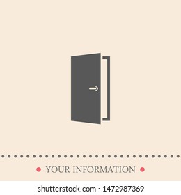 A door vector icon . The symbol of an opportunity . Illustration of an entrance .Simple isolated sign .
