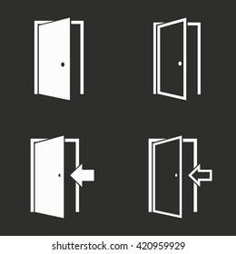 Door   vector icon. White illustration isolated on black background for graphic and web design.