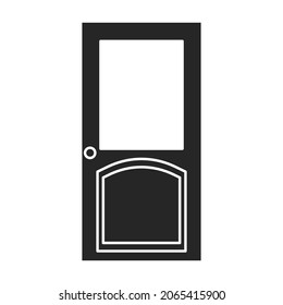 Icono del vector de la puerta.Icono del vector negro aislado en la puerta de fondo blanca.