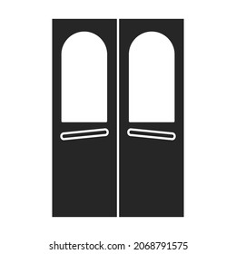 Icono del vector de la puerta.Icono del vector negro aislado en la puerta de fondo blanca.