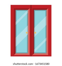 Icono vectorial de puerta.Icono vectorial de caricatura aislado en la puerta de fondo blanca.