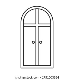 Icono del vector de la puerta.Icono del vector de línea aislado en la puerta de fondo blanca.