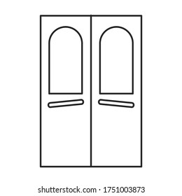 Icono del vector de la puerta.Icono del vector de línea aislado en la puerta de fondo blanca.