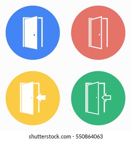 Door vector icons set. White illustration isolated for graphic and web design.