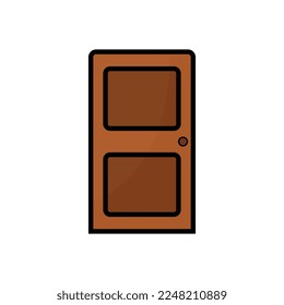 Ilustración vectorial de puerta. Caricatura en la puerta. La mano de la puerta se aísla.