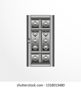 A door. Vector illustration in gray colors on a light background.